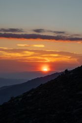 Beautiful bright sunset in mountains