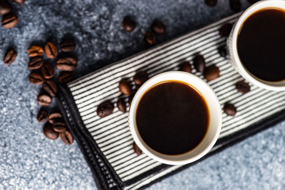 Top view of two shots of espresso