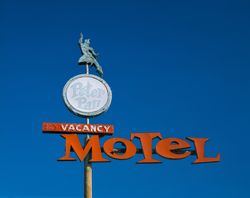 Peter Pan Motel sign, Las Vegas Nevada A49KL0