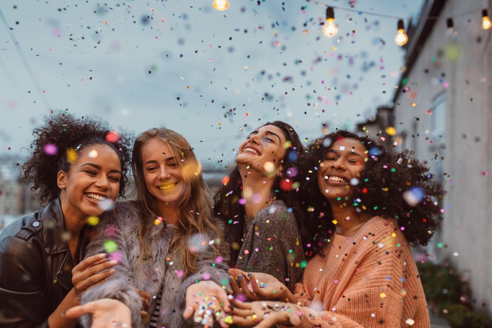 Group of multi-ethnic friends having a celebration