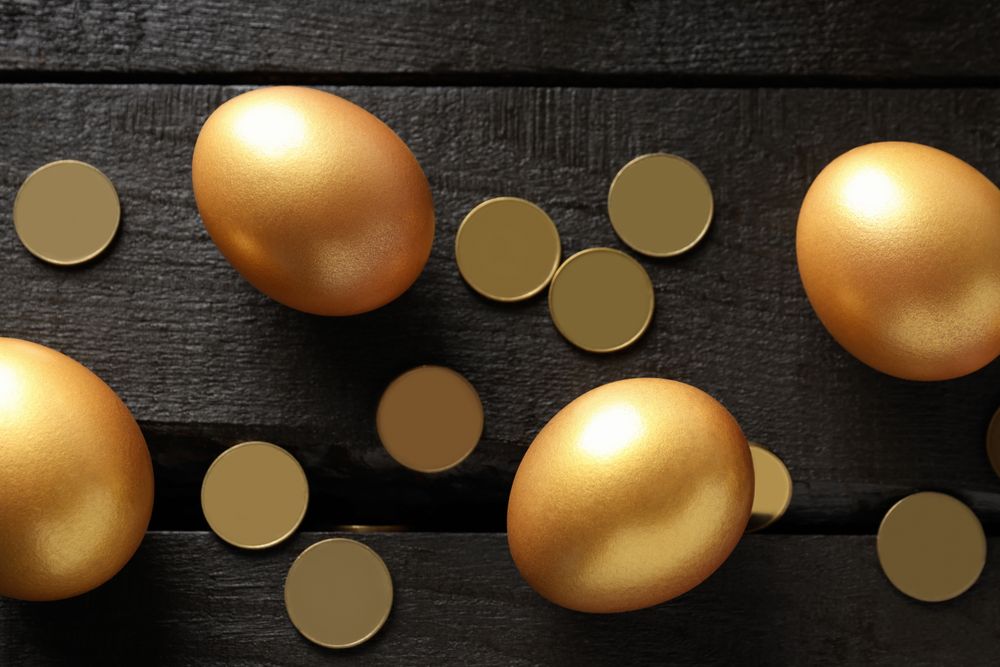 Concept of wealth and retirement - golden eggs
