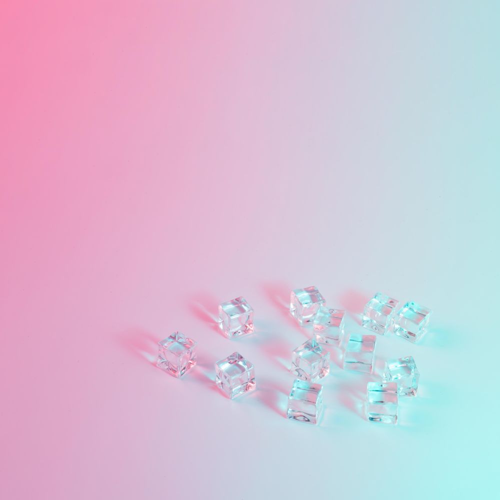 Ice cubes in vibrant bold gradient holographic colors