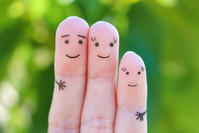 Fingers art of happy family.