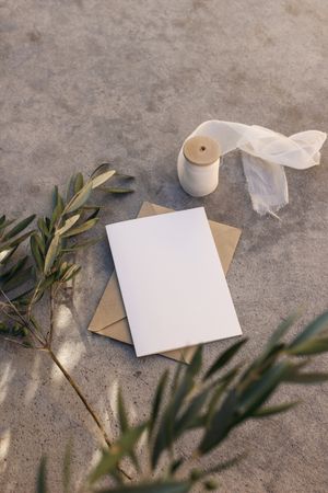 Mediterranean wedding greeting card mock-up.