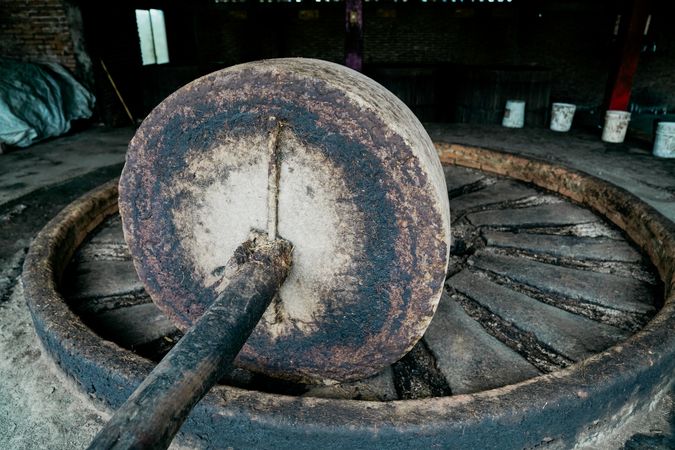 Old shabby rural mill press