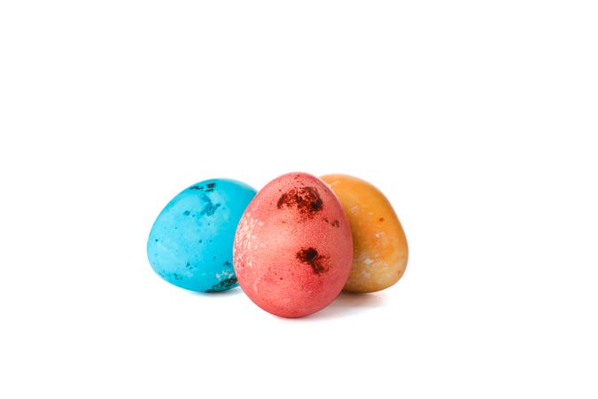 Decorative Easter eggs isolated on plain background. Festive tradition
