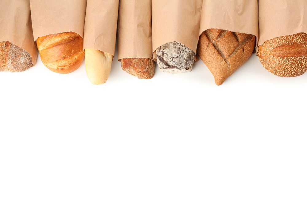 Bakery products isolated on blank background, top view