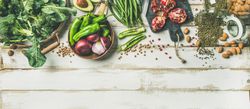Winter vegetarian, vegan food cooking ingredients