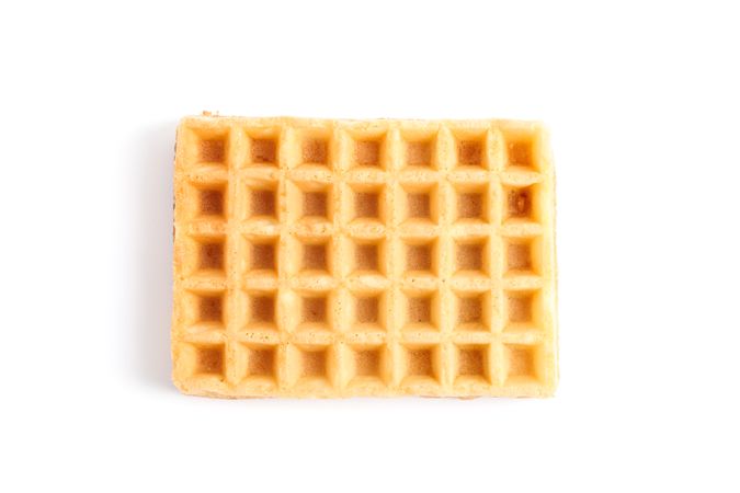 Sweet Belgian waffle isolated on blank background