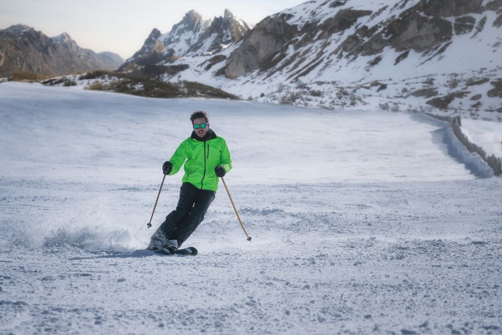 Man skiing on winter day