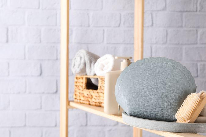 Bath accessories, toilet bag, space for text