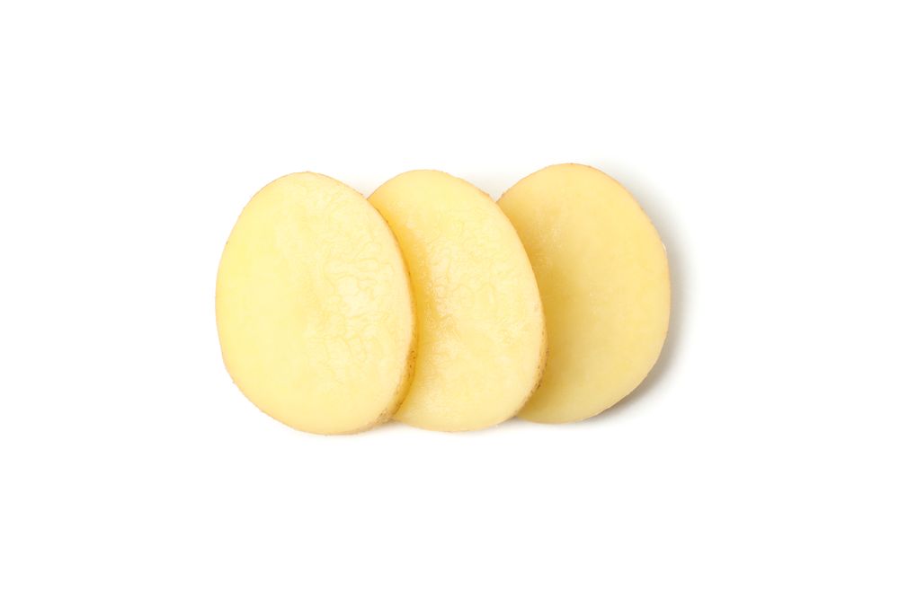 Top view of potato slices