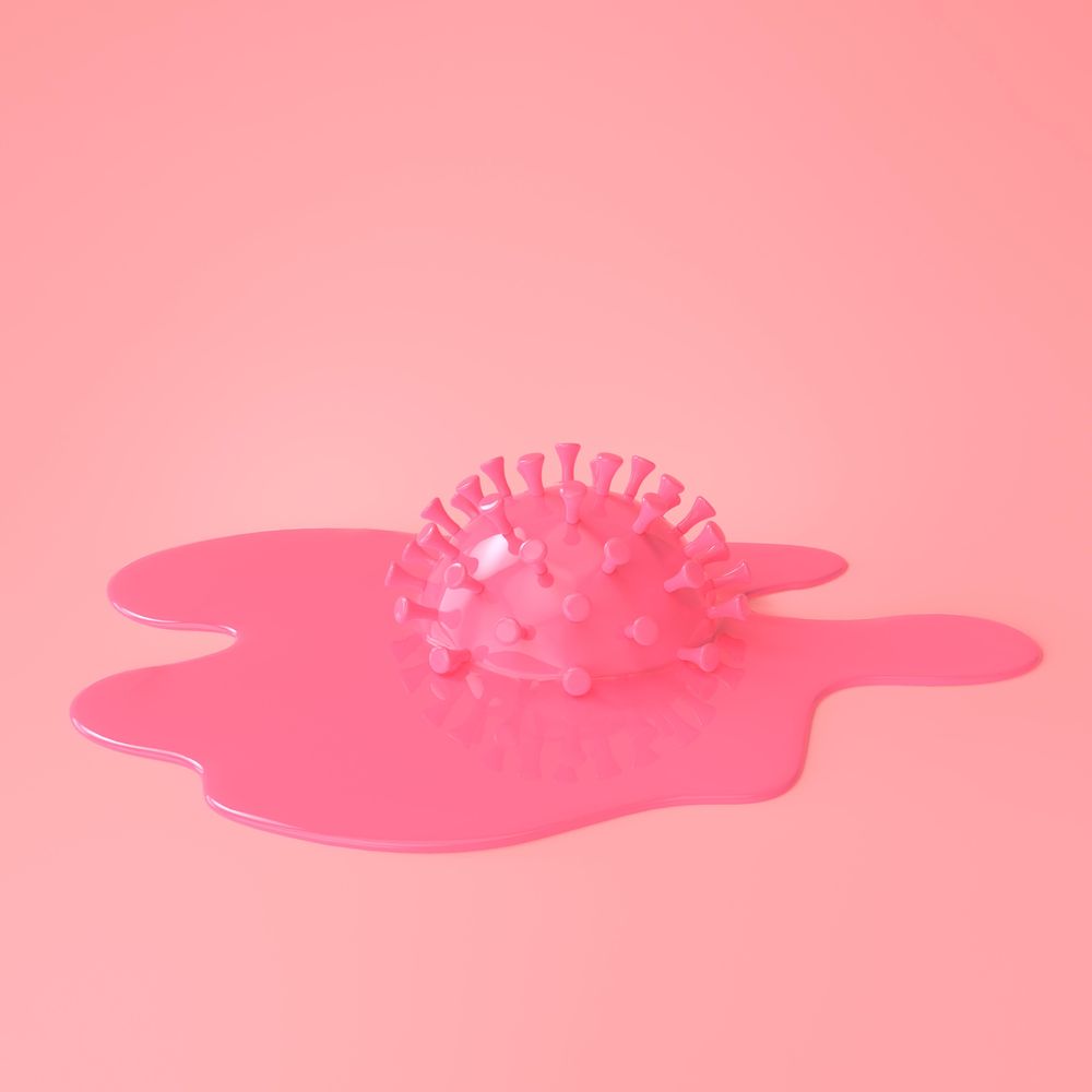 Pink COVID-19 virus melting