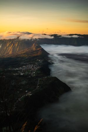 Foggy Village at Mount Bromo