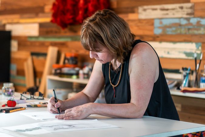A fashion desinger working on new designs