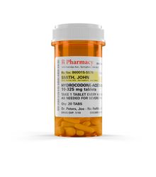 Hydrocodone Prescription Medicine Bottle and Pills