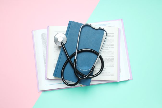 Concept of different professional books - medicine books