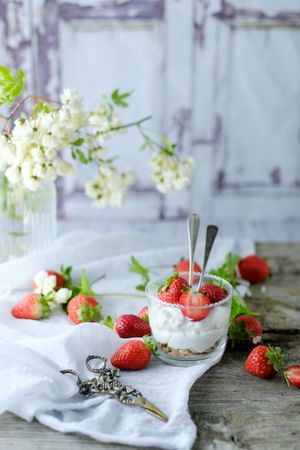 Dessert of ripe strawberries
