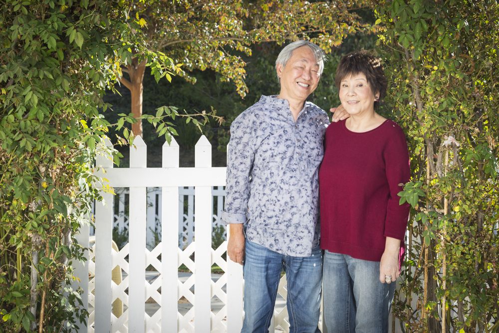 Chinese Couple In Their Garden