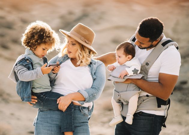 Diverse family having fun on vacation