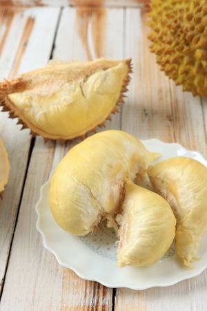 Durian the King of Fruit, Gold Fruit on Plate