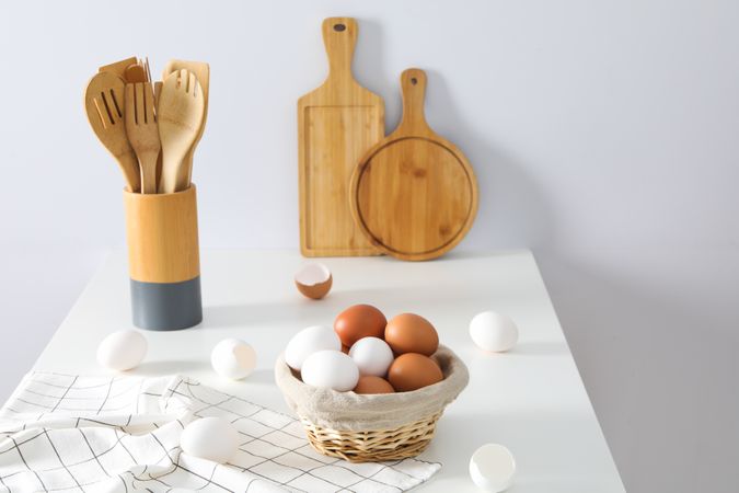 Concept of fresh and natural farm product - eggs