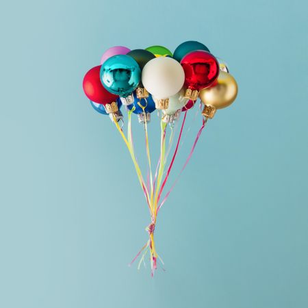 Balloons made of colorful Christmas bauble decorations