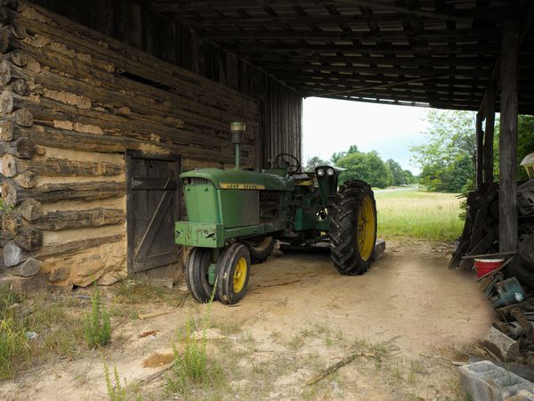 Old rural county farm tractor in North Carolina