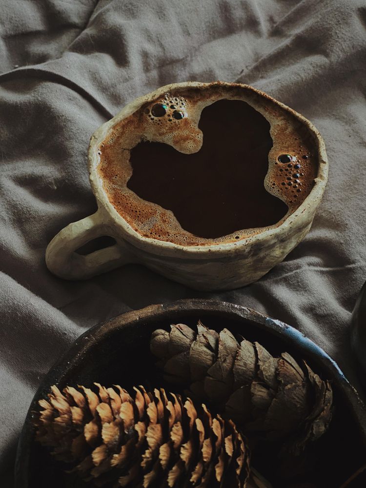 Fresh coffee in cosy bed