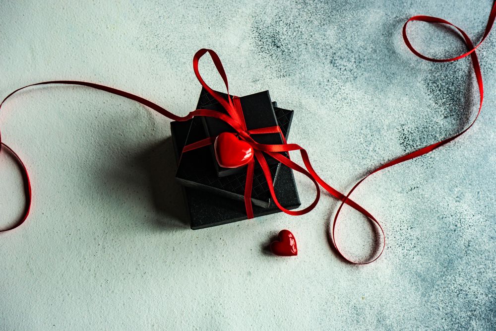 Small Valentine's gifts with heart & ribbon