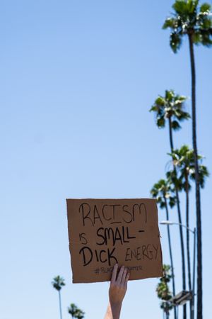 Los Angeles, CA, USA — June 14th, 2020: hand holding protest sign