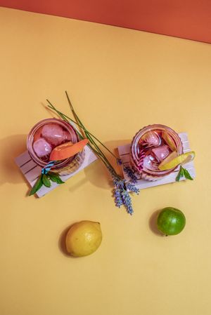 Jars of pink cold ice tea