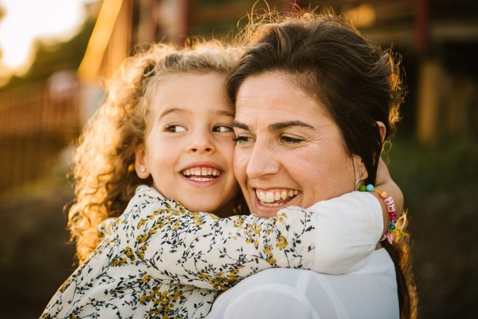 Mother with her daughter at beach