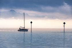 Boat sailing on a lake