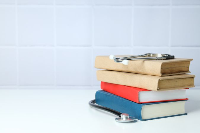 Concept of different professional books - medicine books