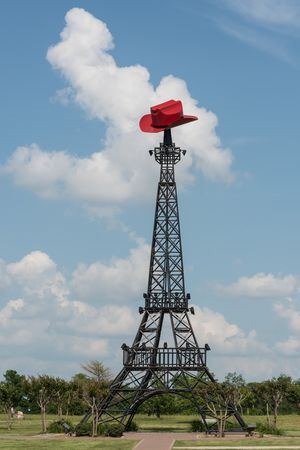 A replica Eiffel Tower with a Texas accent in Paris, Texas
