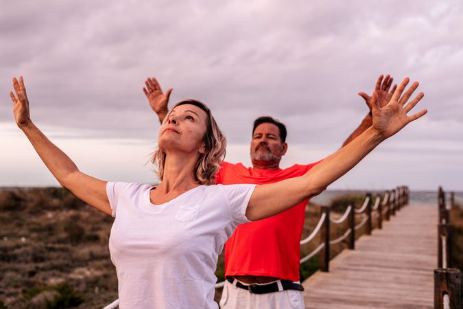 Adult couple exercising in nature