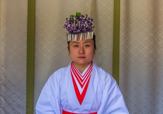 Japan - May, 10 2013: Woman in traditional Japanese garment
