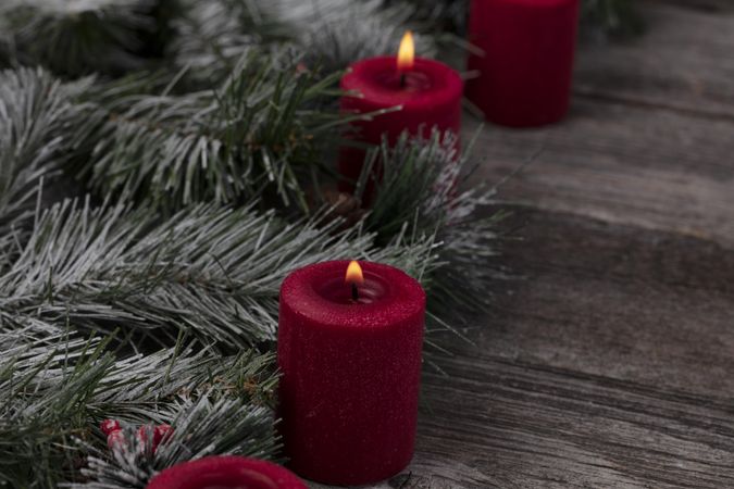 Warm of the holidays with glowing candles