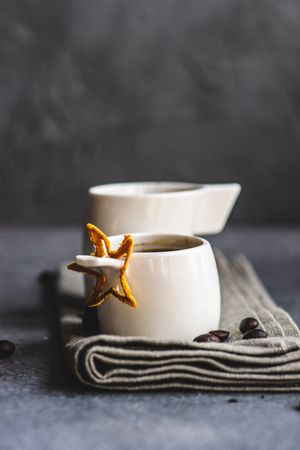 Two cups of coffee with star garnish