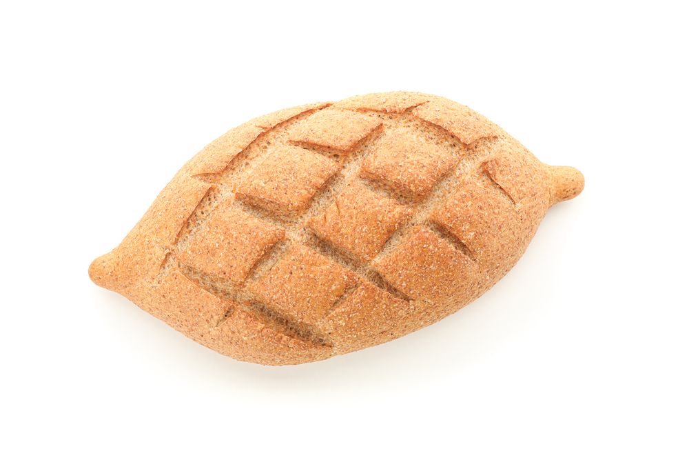bread isolated on plain background, top view. Bakery products