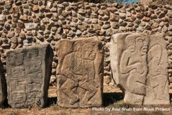 Rocks with carving from ancient Zapotec people, Oaxaca, Mexico bYLjD4