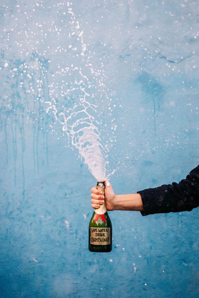 Bottle of champagne popping