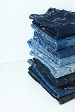 Close-up of folded jeans