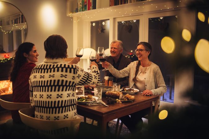 Family having a Christmas eve dinner together