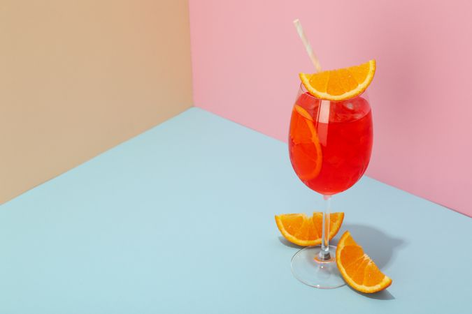 Italian Spritz, delicious summer cocktail, space for text