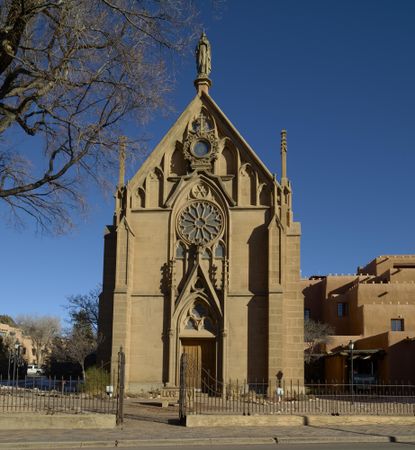 The Loretto Chapel, a former Catholic church that is now  a museum and wedding chapel in New Mexico