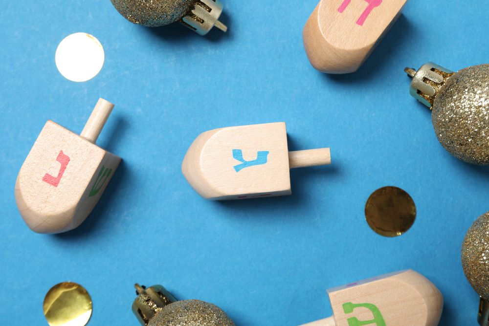 Concept of Jewish holiday, Hanukkah, top view