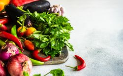 Fresh Herbs & Aromatics on kitchen counter