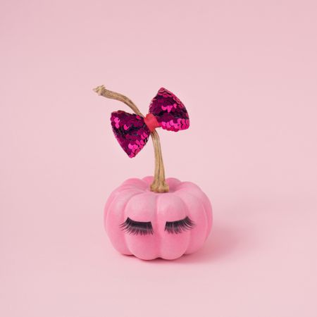 Pink Halloween pumpkin with make up